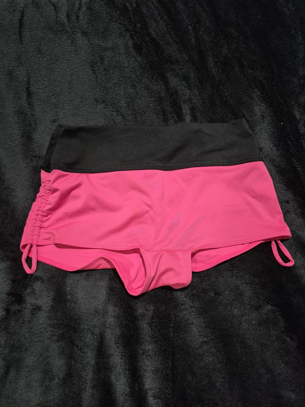 PINK Two-Tone Swim Shorts with Black Waistband And Scrunch Butt